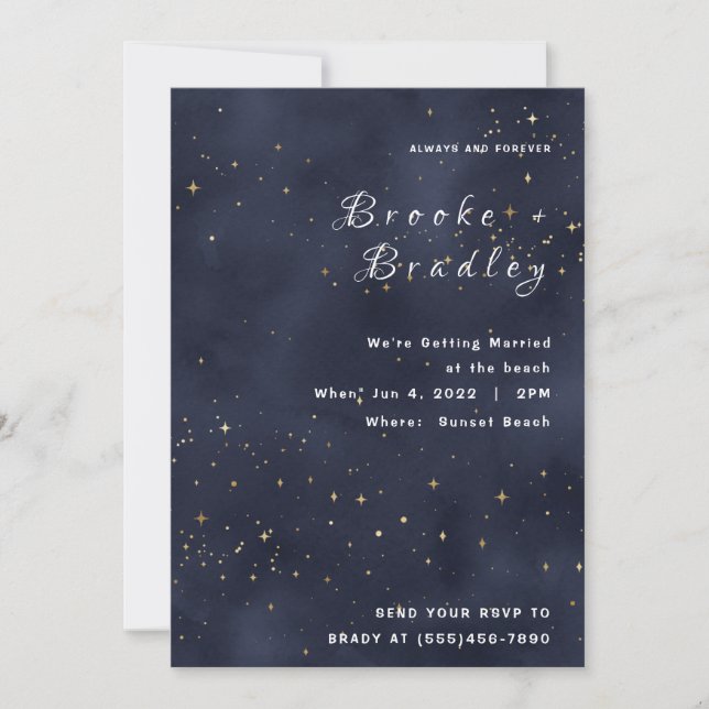 Invitation Mariage céleste de la chute d'étoiles de minuit (Devant)