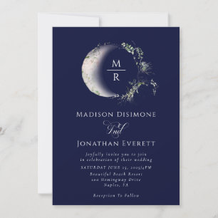 Invitation Mariage céleste de la lune bleue de minuit