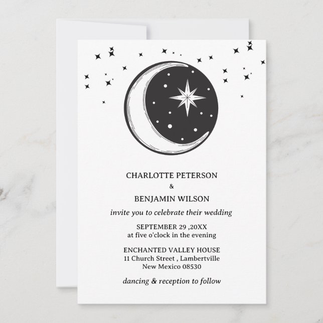 Invitation Mariage céleste de la nuit étoilée vintage (Devant)