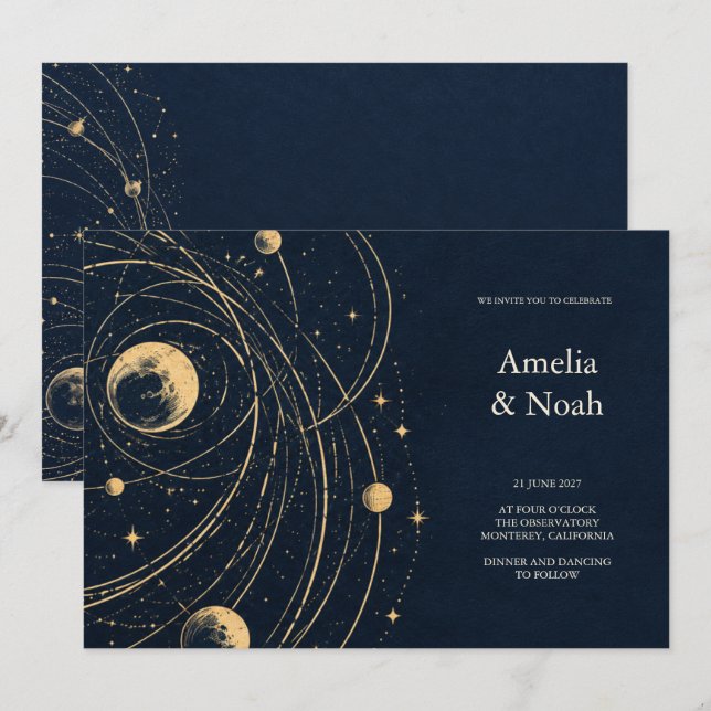 Invitation Mariage céleste de l'Atlas de minuit (Devant / Derrière)