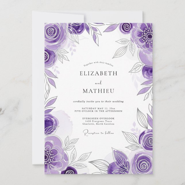 Invitation Mariage Céleste de Printemps au Lavande (Devant)