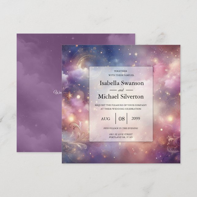Invitation Mariage céleste de Stardust (Devant / Derrière)