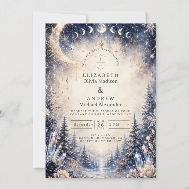 Invitation Mariage céleste d'hiver intemporel (Devant)