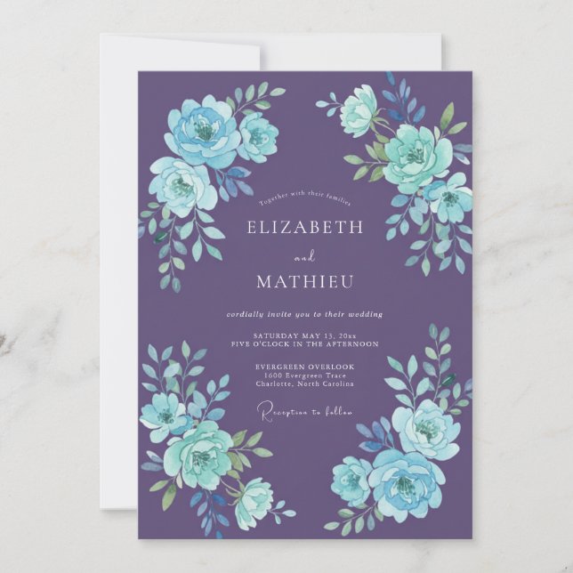 Invitation Mariage céleste d'hiver violet (Devant)