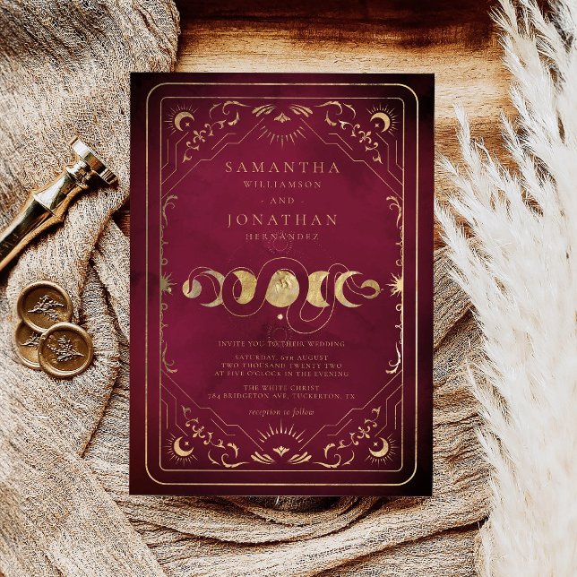Invitation Mariage céleste du Tarot d'or de Bourgogne et de F (Créateur téléchargé)