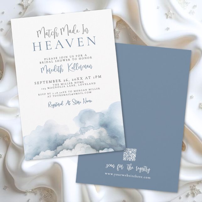 Invitation Mariage Céleste : Fête de Fiançailles (Match Made In Heaven Bridal Shower Invitation)
