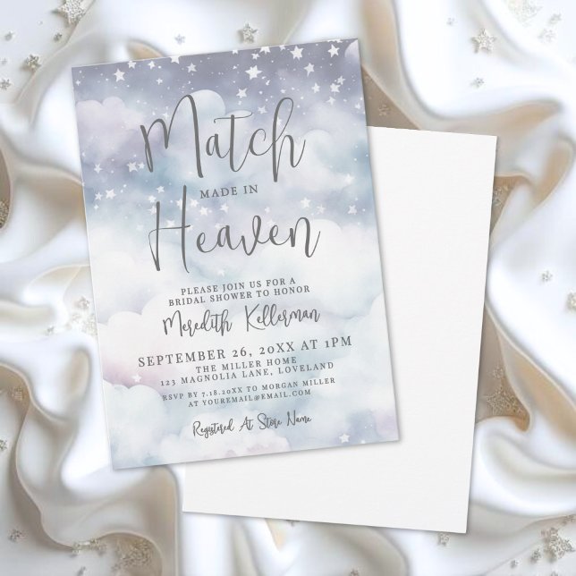 Invitation Mariage Céleste : Fête de Fiançailles (Match Made In Heaven Bridal Shower Invitation)