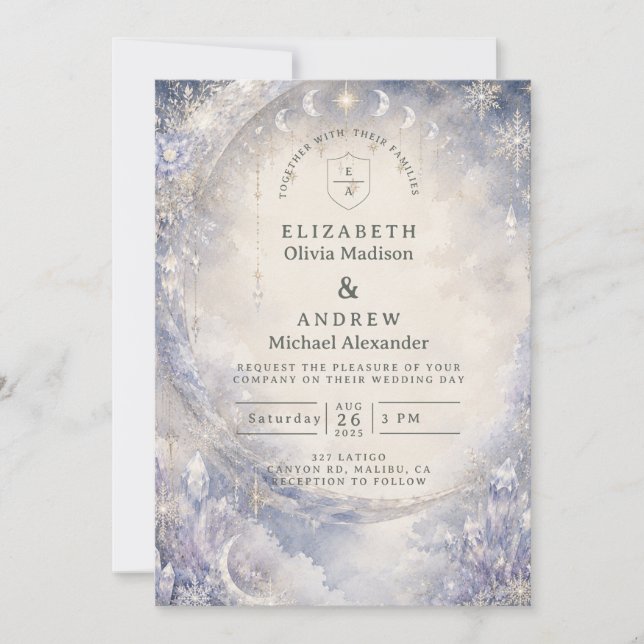 Invitation Mariage céleste hivernal éthéré (Devant)