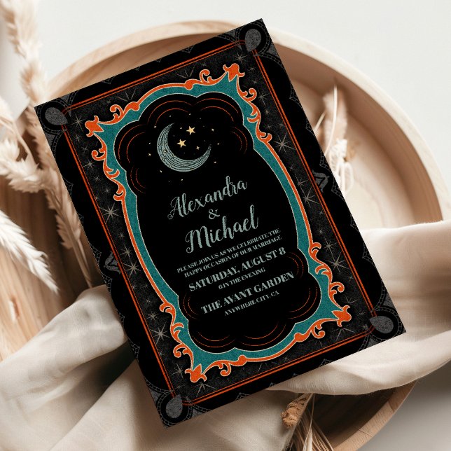 Invitation Mariage Céleste Mystique Lune Nuit Étoilée (Créateur téléchargé)