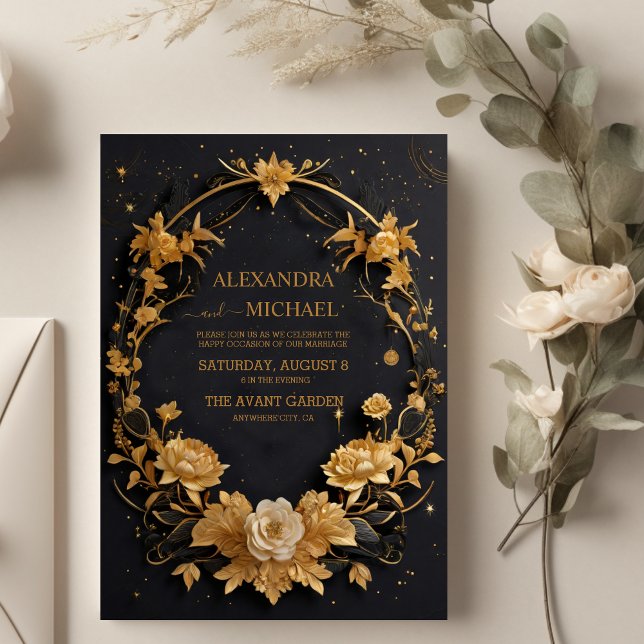 Invitation Mariage Céleste Mystique Lune Or (Créateur téléchargé)