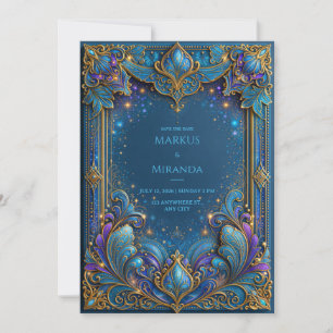 Invitation Mariage céleste Saphir Or