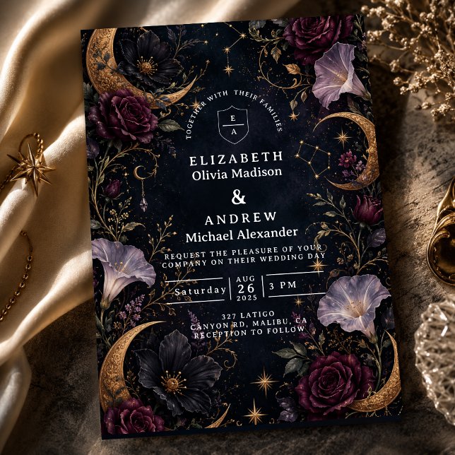 Invitation Mariage céleste sombre et lunatique (Créateur téléchargé)