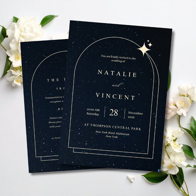 Invitation Mariage Céleste sous le Ciel Nocturne avec Arche É (Créateur téléchargé)