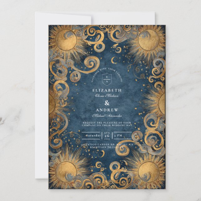 Invitation Mariage céleste sous le soleil de minuit (Devant)