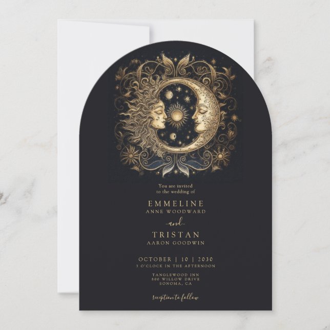 Invitation Mariage céleste Sun Moon (Devant)