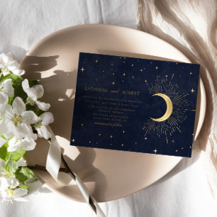 Invitation Mariage Celestial Midnight Blue Gold Stars