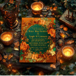 Invitation Mariage celtique de l'élégance d'automne inspirée<br><div class="desc">Invoquez la mystique des traditions anciennes avec cette luxueuse faire-part de mariage à thème druide et celtique. Conçues pour captiver l'essence d'un équinoxe automnal, les riches teintes d'orange brûlée et d'émeraude profonde créent une toile pour les magnifiques fleuris dorés qui célèbrent la beauté éphémère de la nature. Entièrement personnalisable, cette...</div>