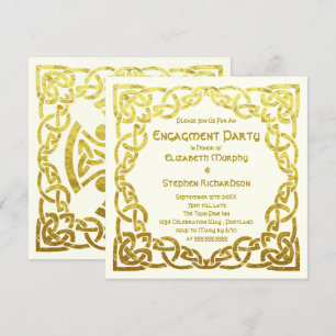 Invitation Mariage celtique élégant  Or   Fête de fiançailles