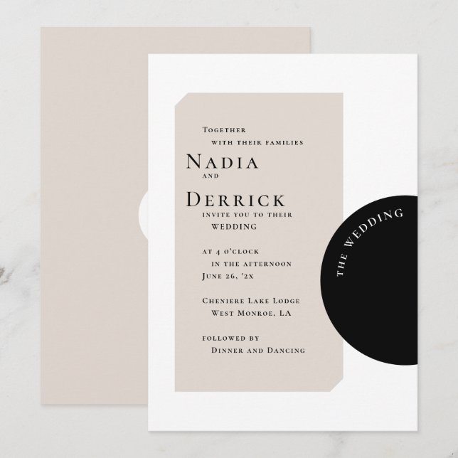 INVITATION MARIAGE CERCLE CHIC (Devant / Derrière)
