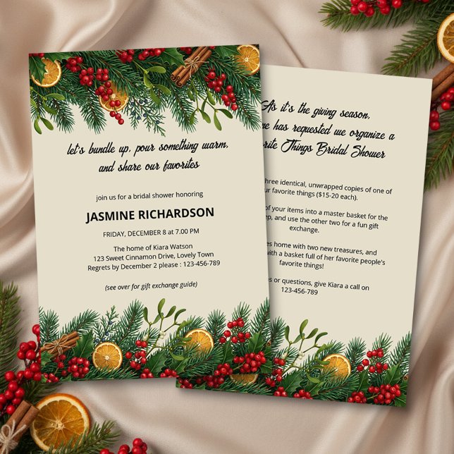 Invitation Mariage Cérémonie Décoration Guirlande Faveurs (Favorite Things Winter Bridal Shower Invitation by Darling & May)