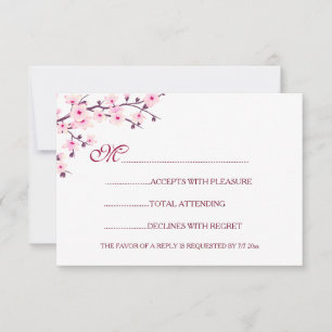 Invitation Mariage Cerisiers Fleurs Rose Blanc RSVP