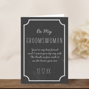 Invitation Mariage Chalkboard Be My Groomswoman Request Card