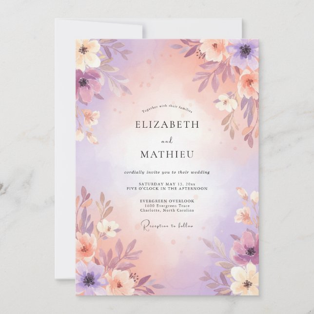 Invitation Mariage Champ de Lavande Tranquille (Devant)