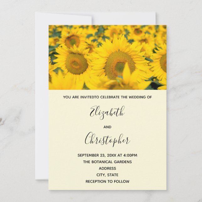 Invitation Mariage Champ de Tournesols Jaunes (Devant)