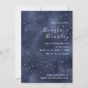 Invitation Mariage Champ Étoilé Bleu Foncé