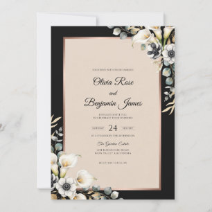 Invitation Mariage Champagne Anémone Noire