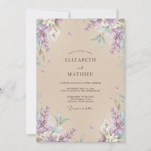 Invitation Mariage Champagne au Lilas Wisteria