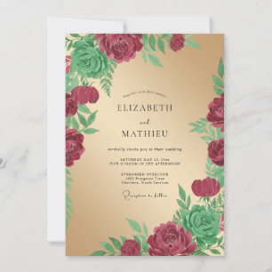Invitation Mariage Champagne aux Feuilles Marron