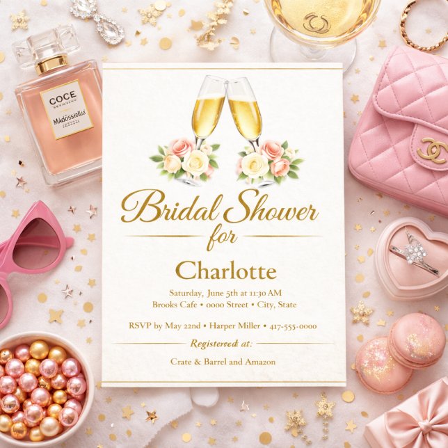 Invitation Mariage Champagne et Roses  (Créateur téléchargé)