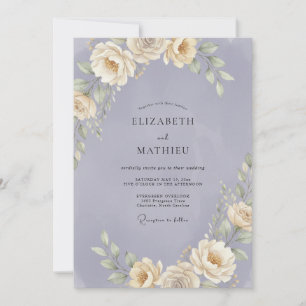 Invitation Mariage Champagne Eucalyptus Feuillage Pervenche