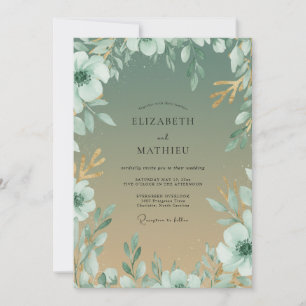 Invitation Mariage Champagne Feuillage Eucalyptus