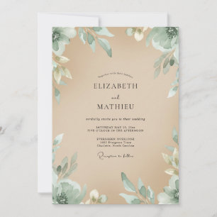 Invitation Mariage Champagne Feuillage Eucalyptus Mousse de M