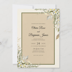 Invitation Mariage Champagne Feuillage Sauge