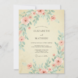 Invitation Mariage Champagne Foliage Eucalyptus