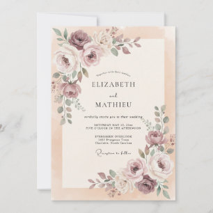 Invitation Mariage Champagne Lavande Foliage Eucalyptus
