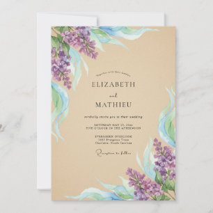 Invitation Mariage Champagne Lilas Sprig Eucalyptus