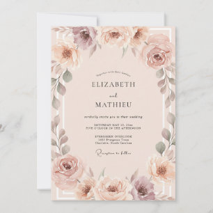 Invitation Mariage Champagne Mauve Pivoine