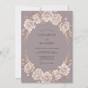 Invitation Mariage Champagne Mauve Rose