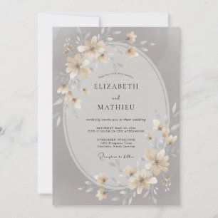 Invitation Mariage Champagne Petal Silver