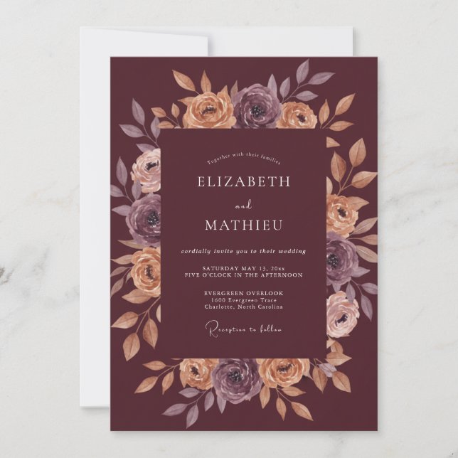 Invitation Mariage Champagne Ranunculus Eucalyptus (Devant)
