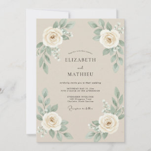Invitation Mariage Champagne Rose Ivoire