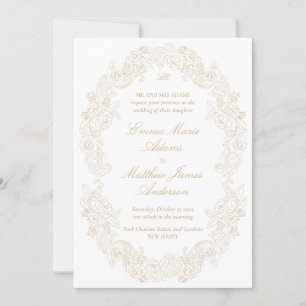 Invitation Mariage Champagne Script Classique Élégant