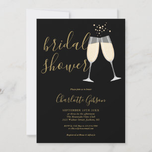Invitation Mariage Champenoire de Fiançailles Noir et Or