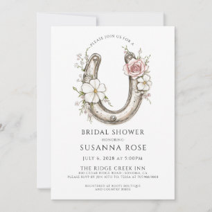 Invitation Mariage Champêtre à l'aquarelle avec un fer à chev