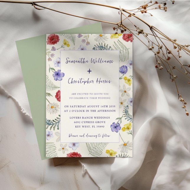 Invitation Mariage Champêtre à l'Aquarelle Fantaisiste  (Créateur téléchargé)