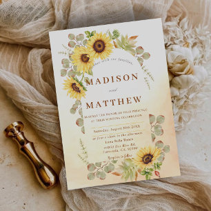 Invitation Mariage Champêtre au Soleil avec des Tournesols